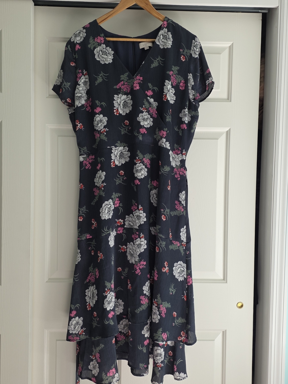 LOFT Outlet Charcoal Gray Floral Midi Dress
